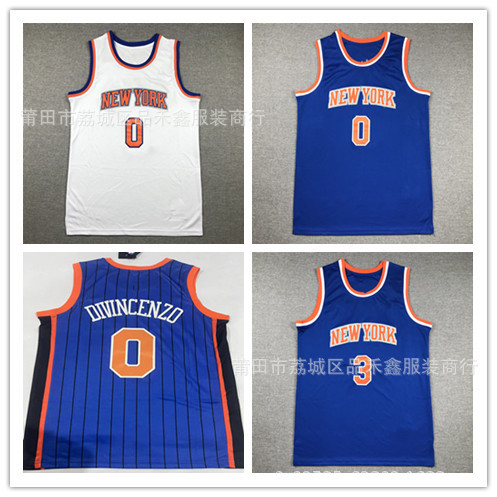 Giao hàng trong ngàyÁo bóng rổ Knicks Team Jersey Knicks 0Divincenzo Blue Strawball Jersey