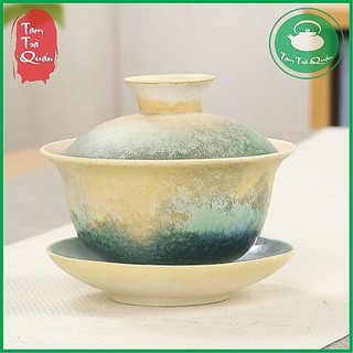 Khải gốm đức hóa men hỏa biến rêu xanh phong cách Sancai