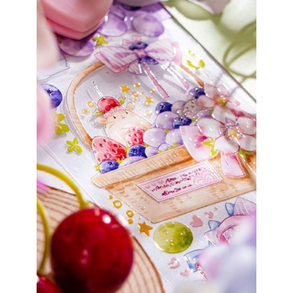 [Cầu nguyện cho chim] One Cắn Warehouse Zeroing Group Crystal Glossy PET Sổ tay Washi Tape Subpackag