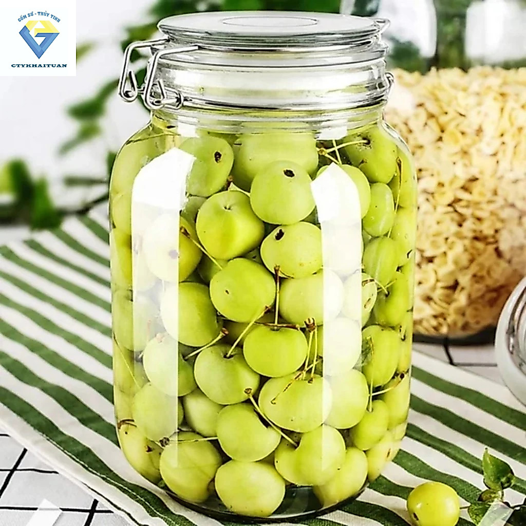 Hũ gài vuông 5 lít , hũ thủy tinh nắp gài 5L , hũ ngâm trái cây