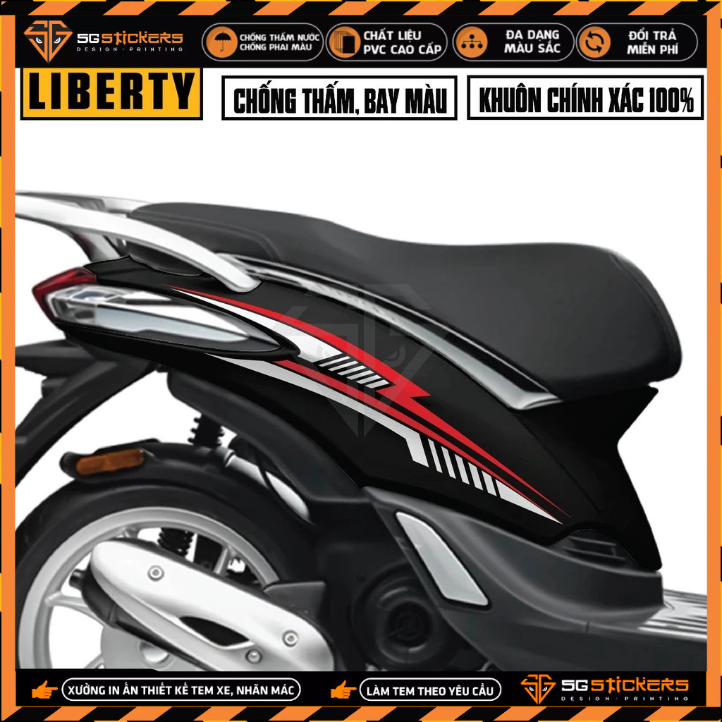 Tem Liberty Thiết Kế Sport | LBT-09 | Decal Dán Xe Máy Liberty 125 Chống Nước Bền Màu