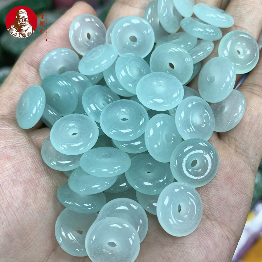 ((Giá 5 Miếng) Hàng Hóa Tự Nhiên Jadeite 15 Mm Đá Thạch Anh Nắng Màu Nước Nổi Hoa Khóa An Toàn Vòng Tay DIY Phụ Kiện