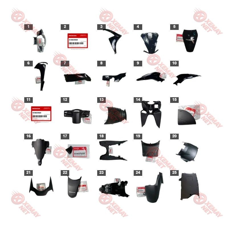 Bộ Nhựa - Dàn Vỏ - Dàn Áo Vision 110 K2C Năm 2023 Màu Đen Bóng Nhb25