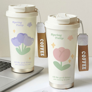  Ly giữ nhiệt Tulip ly uống nước đôi có ống hút ly cà phê nhỏ gọn di động cho phụ nữ 