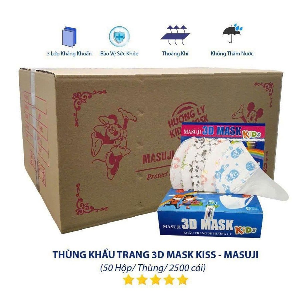 Hộp 50 chiếc khẩu trang 3D mask trẻ em (3D mask cho bé)