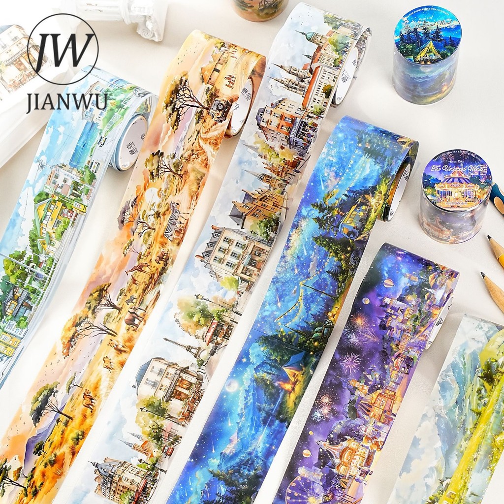 JIANWU 45mm * 200cm Free Wind Series Vintage Cảnh Tự Nhiên Phong Cảnh Chất Liệu Cắt Băng PET Sáng Tạ