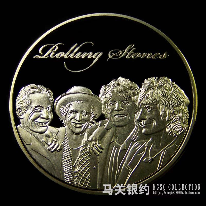 Anh Rolling Stone Band Huy chương đồng đầy màu sắc 1 Ounce Free Full Set Phụ kiện Đồng thau mạ vàng
