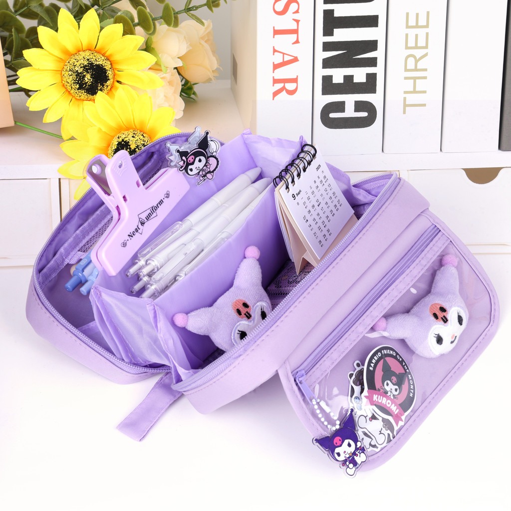 Hộp đựng bút chì 10 lớp theo chủ đề Sanrio – Kuromi, Cinnamoroll, My Melody, Capybara, Panda – Chắc 