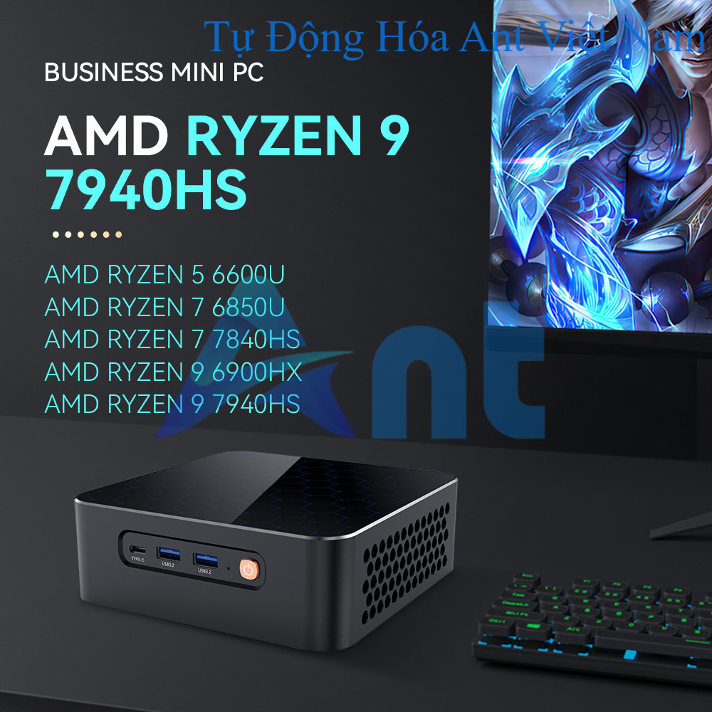 XCY AMD Ryzen 9 7940hs 7840hs Mini PC 2X DDR5 khe cắm 2X M.2 SSD pice4.0 Windows 11 wifi6 bt5.0 Type