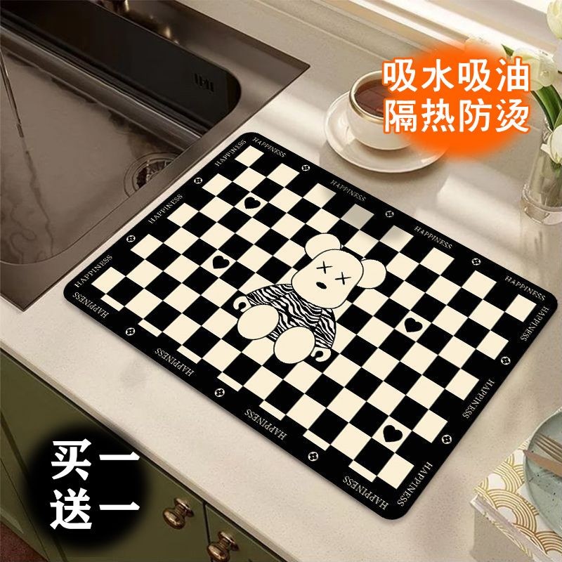 Tấm thoát nước nhà bếp Tấm lót thấm nước để bàn Nhanh khô Chống bỏng Bàn ăn chống dầu Bàn cà phê Bàn