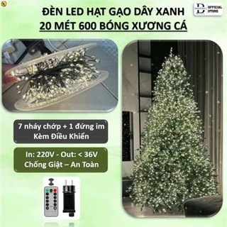 Dây Đèn LED Kẽm Xanh Trang Trí Cây Thông Quấn Thủ Công Vàng Ấm Tụ Chống Nước 20m 600 bóng xương cá Giá Sỉ 