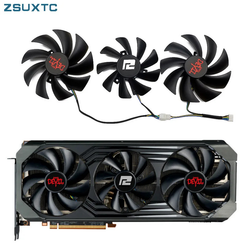 FD8015U12D Card Video Quạt Làm Mát RX6700XT RX6800XT Cho PowerColor RX 6800XT 6800 XT 6900XT ĐỎ DRAG