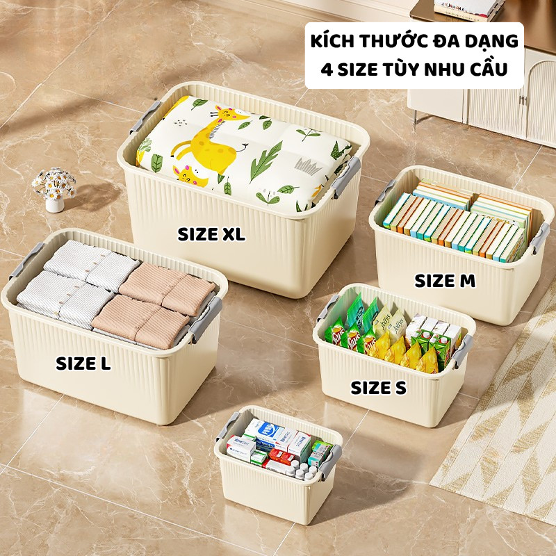 Thùng Nhựa Đựng Đồ ENODA HOME Kích Thước Đa Dạng, Hộp Có Nắp Khóa Cài Chắc Chắn Lưu Trữ Đa Năng Q110 | BigBuy360 - bigbuy360.vn