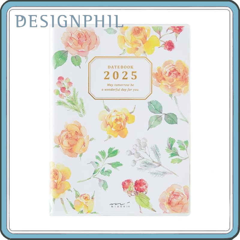 Midori A6 Pocket Diary 2025 Weekly Planner - Country Time Flower and Bird Designs (Starts January 20