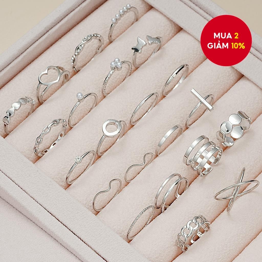 22 Chiếc Nhẫn Trái Tim Chữ Thập Bướm Bộ Ngọc Trai Bạc Trang Sức Dành Cho Nữ Quà Tặng Nam