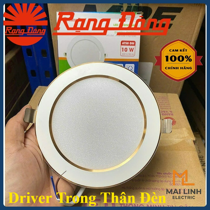 (Rạng Đông) Đèn Led Downlight âm trần (Viền Vàng) Đổi 3 Màu - Driver Tích Hợp Trong Thân Đèn -8W -10