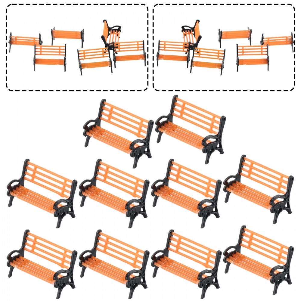 [DOLLDOLL-VN]Model Park Bench 0.79*0.55*0.35inch/2*1.4*0.9cm 10Pcs 1:87 Garden Decoration