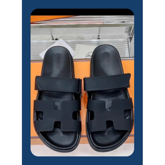 Dép HM Trắng_Đen Quai Ngang, Dép HM Trắng Đen, Full Đen Quai Dán Bản Cao Cấp Full Box + Full Phụ Kiệ