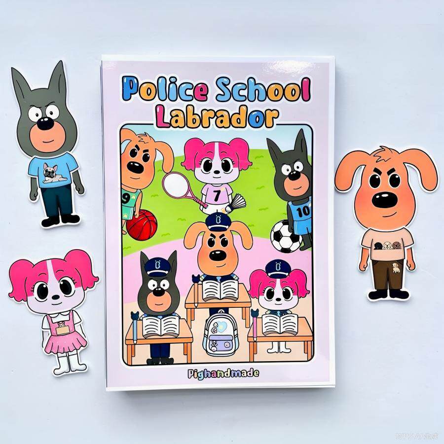 Cut-Free Labrador Safe Sheriff Quiet Book diy Handmade Dress-Up Game Đồ chơi trẻ em