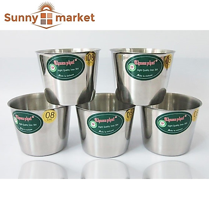 Combo 5 Ly inox 304 cao cấp Thuận Phát, dùng làm đá, khuôn inox làm bánh plan, làm rau câu nhiều siz
