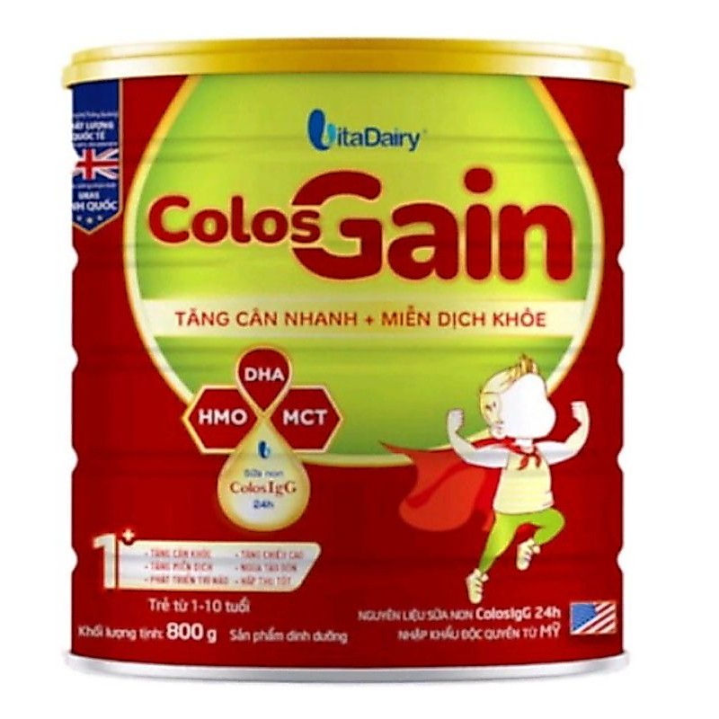 [ Có mã QR tích xu] Sữa bột Colos Gain đủ số  800g - Date mới nhất