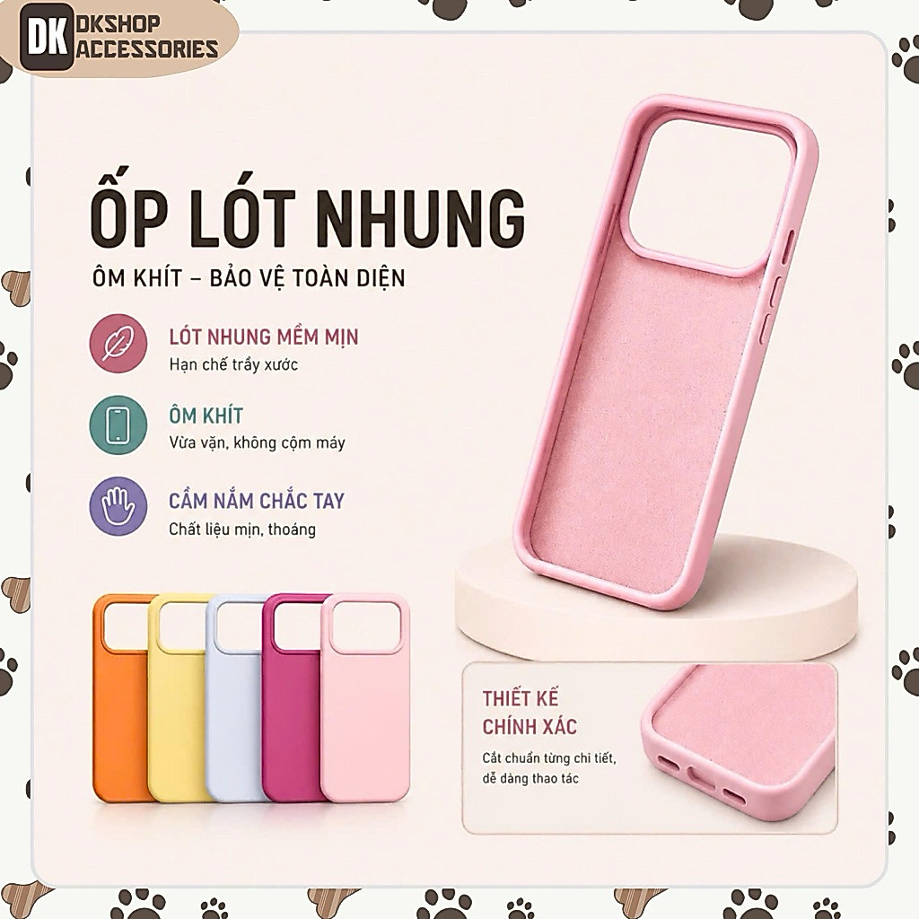 Ốp Lưng i.P 17 Silicone Lót Nhung Mềm Mịn DKshop – Sang Trọng, Chống Sốc, Bảo Vệ Camera