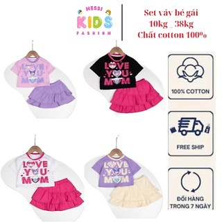 set váy bé gái 1 tuổi - 12 tuổi nặng từ 10kg - 38kg chất cotton chính phẩm chân váy tầng kèm chip