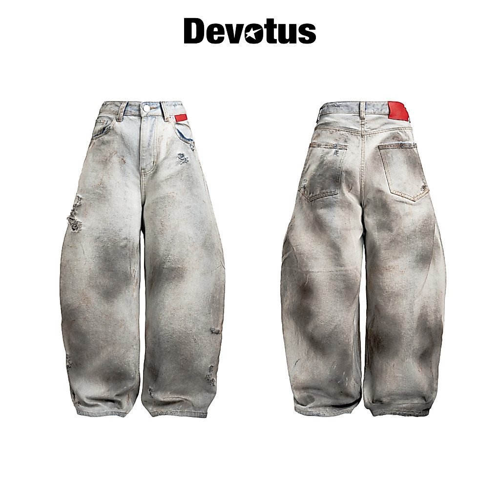 Quần dài baggy jeans denim wash dơ form ống rộng Devotus - Blackout Pants Baggy Jeans wash dơ