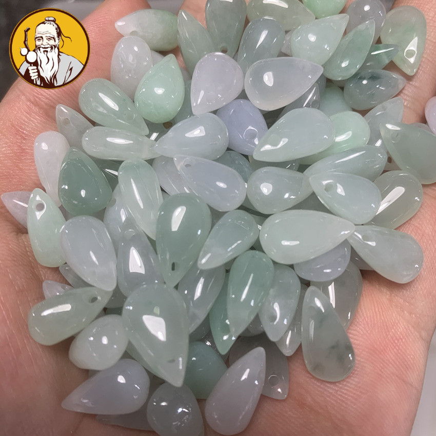 ((Giá 1 Cái) Hàng Hóa Tự Nhiên Jadeite Ice Waxy Water Drop Parts Khoảng 14 * 7mm Vòng Tay DIY Phụ Kiện