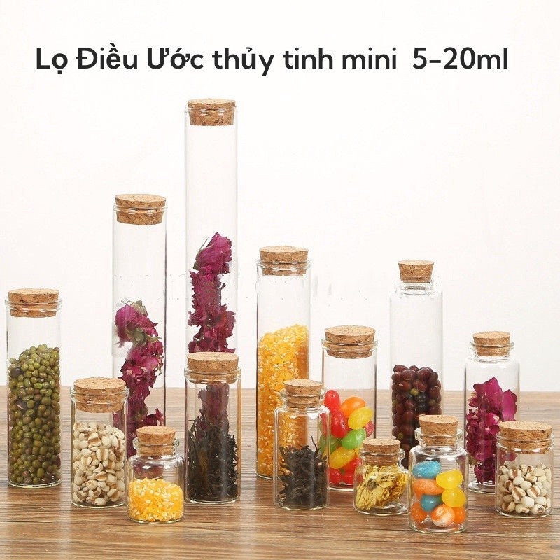 [HCM]Lọ Điều Ước thủy tinh mini  5-50ml kèm nút bần dùng để trang trí các bữa tiệc-Fashinrandy