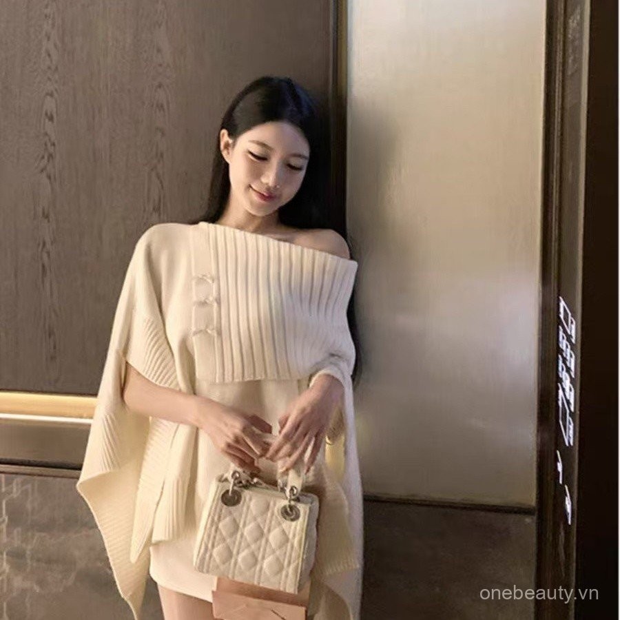 Lười Áo Len Nữ Thu Đông, Style Một Vai, Dệt Kim Phù Hợp Mặc Outside