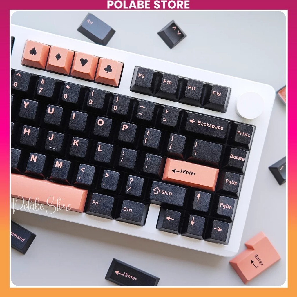 Keycap Wasabi Cherry profile Keycap CMK Black Pink ABS bàn phím cơ Polabe Store Commerce Keycap Hồng