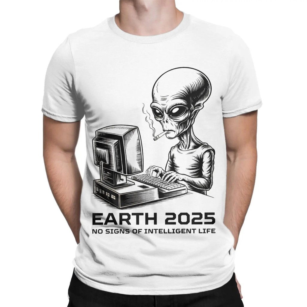 Áo thun nam cổ tròn 100% cotton, họa tiết phim Alien Earth