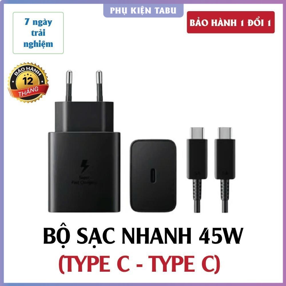 Bộ sạc nhanh 45W Type C to Type C cho các dòng máy SS. Củ sạc 45W dành cho Android / SAM chân (C-C),