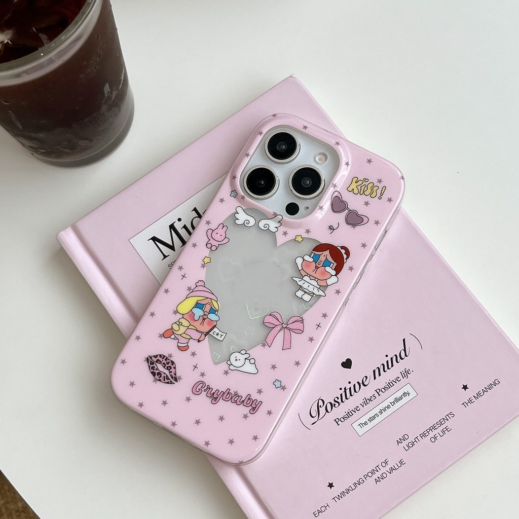 Thời Trang Dễ Thương Rỗng Ra Laser Trái Tim Tình Yêu Crybaby Ốp Lưng Điện Thoại iPhone 17 Air 16 15 