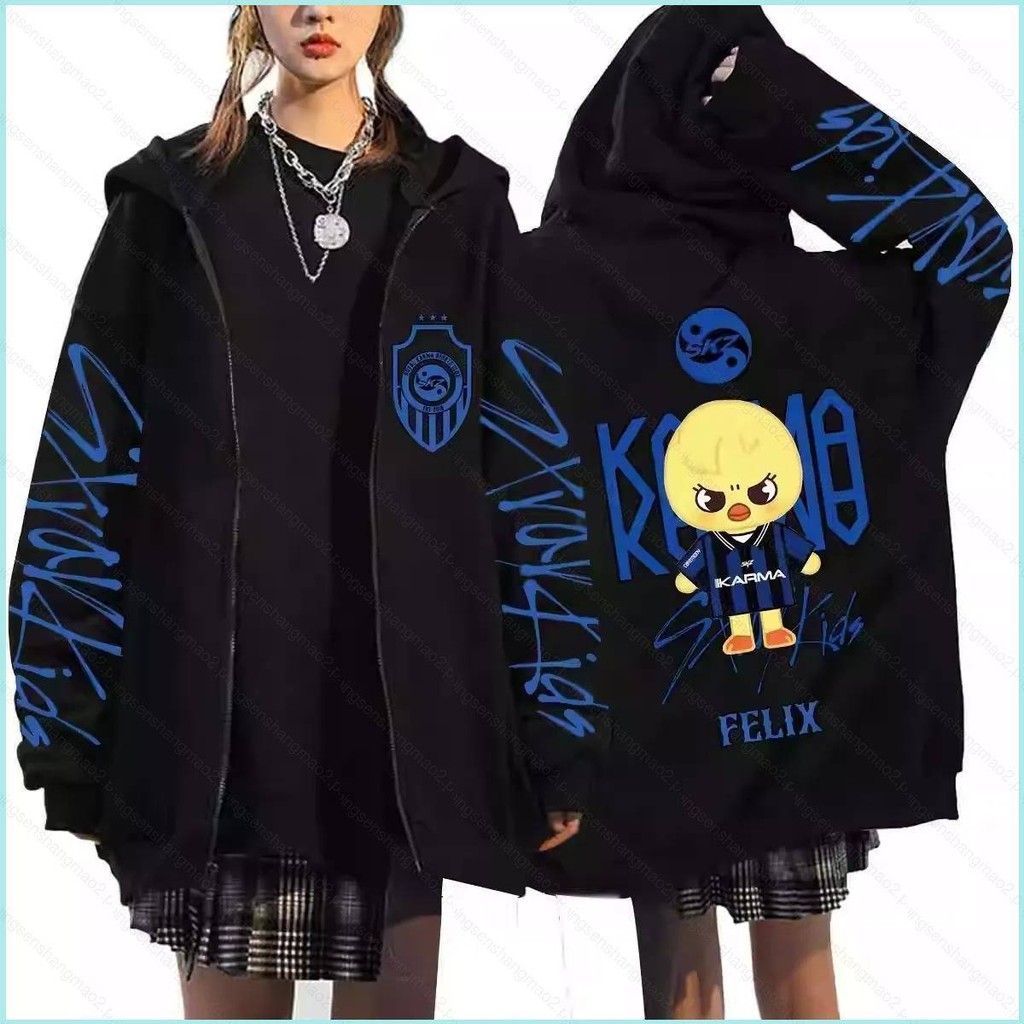 PS2 Stray Kids skzoo KARMA anime dây kéo Áo khoác Hoodie Unisex Top SP2