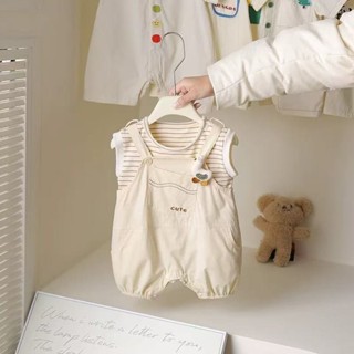  Set Áo Thun Sát Nách Sọc Quần Yếm Body Kem Bé Trai Sơ Sinh 1 2 Tuổi MINTSCLOSET Quảng Châu - BS6610 