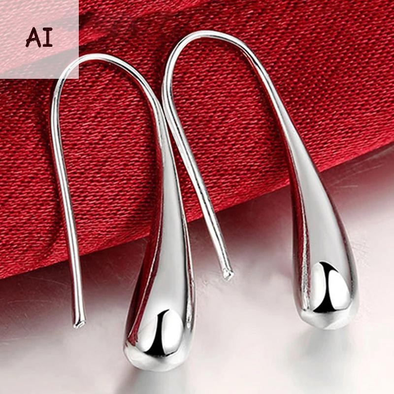 Bông tai bạc AI 925 thiết kế giọt nước - Trang sức thời trang Việt Nam