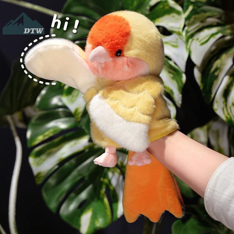 DTW Kawaii Cockatiel Budgerigar Monk Parakeet Tay Con Rối Chim Mềm Đồ Chơi Nhồi Bông Búp Bê Vẹt Cosp