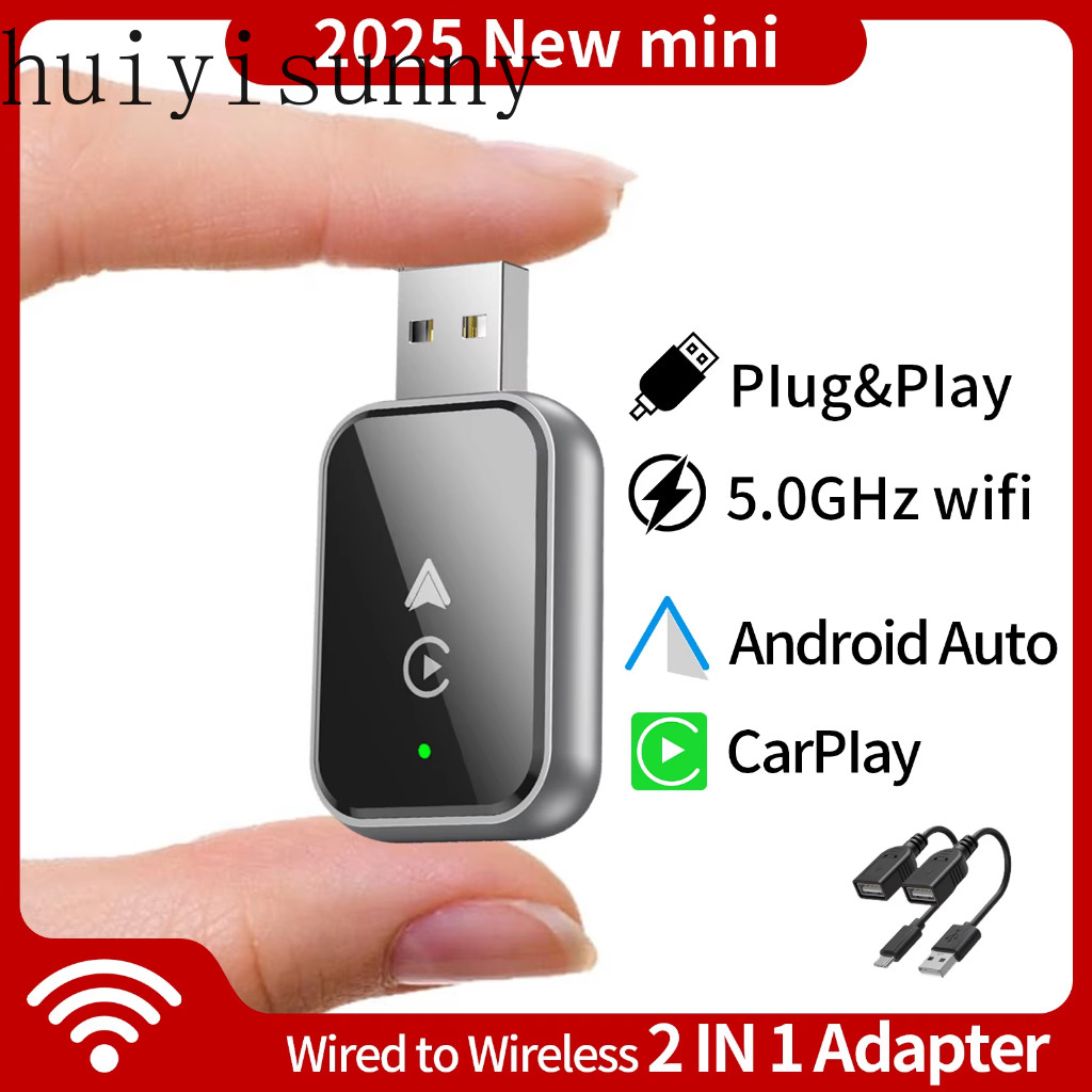 HYS 2 Trong 1 Không Dây Apple CarPlay Dongle Thu Adapter Android Tự Động Dongle Thu Adapter Cho Ô Tô