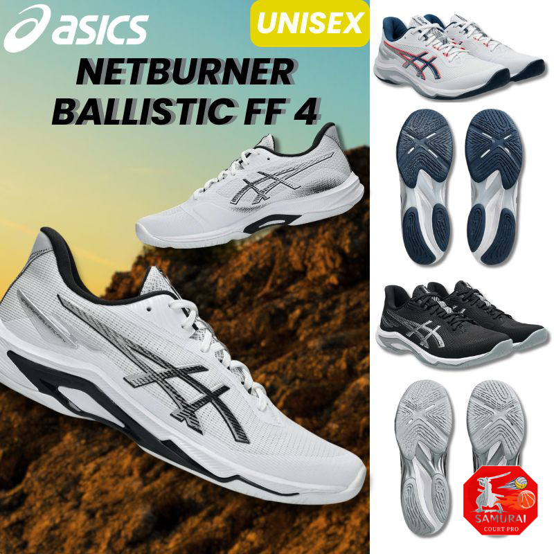 ASICS Volleyball Shoes NETBURNER BALLISTIC FF 4 1053A070 Unisex Adult 100 (White/Black) 26.0 cm 2E  