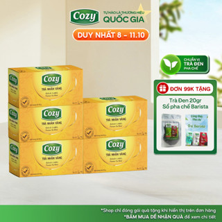 COMBO 5 Hộp Trà Đen Nhãn Vàng Cozy Túi Lọc (5 hộp x 25 gói) Hương Vị Đậm Đà, Hỗ Trợ Giải Nhiệt