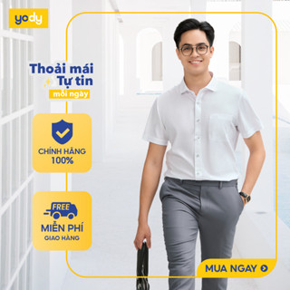  10%   Áo sơ mi nam ngắn tay YODY vải lụa nến cao cấp khô thoáng dáng slim fit SNM5005 MOSH25A167