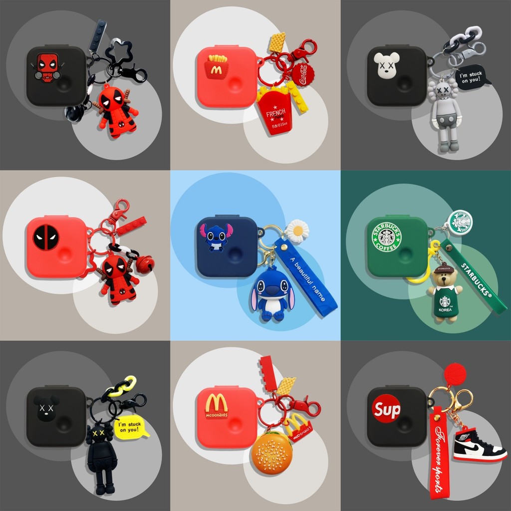 Case for Nothing Ear (3) 2025 Cute Bear Keychain Cartoon Hamburger French Fries Pendant Suitable for