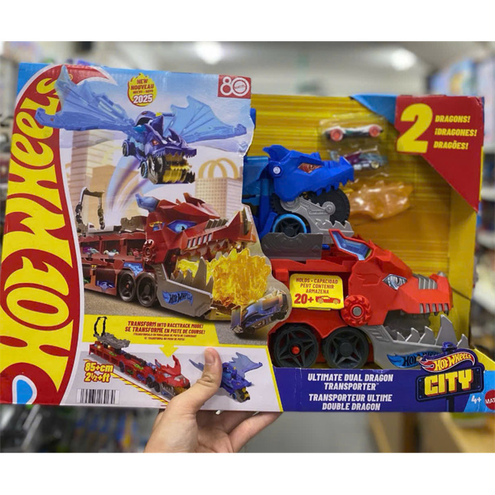 JBM72 Hot Wheels City Ultimate Dragon Hauler Toy Vehicle Playset cho bé từ 4 tuổi