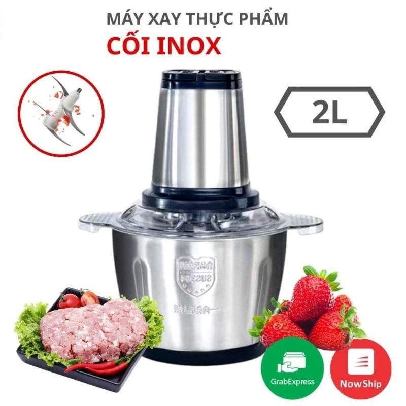 Máy xay thịt,thực phẩm đa năng cối inox 2l, maý xay thịt đa năng