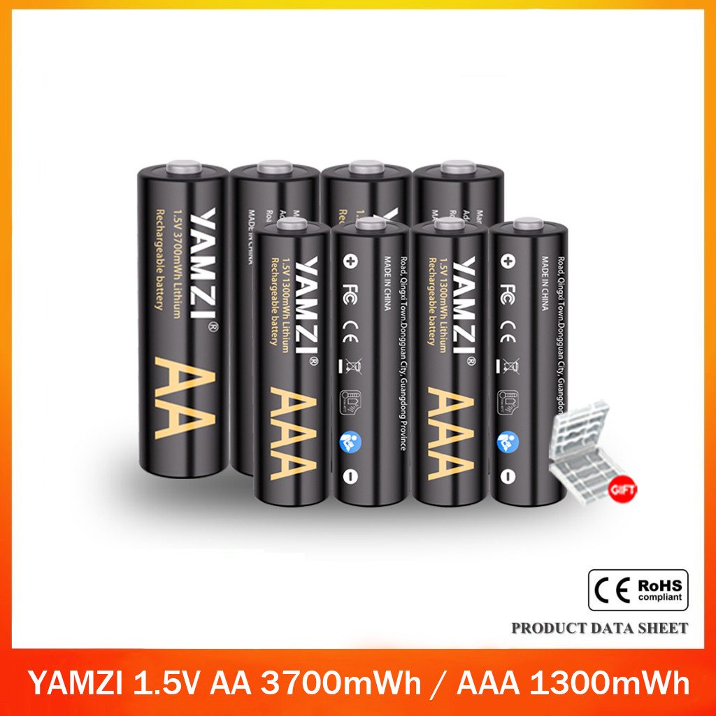 YAMZI 1.5V AA 3700mWh / AAA 1300mWh Rechargeable Battery Lithium Battery
