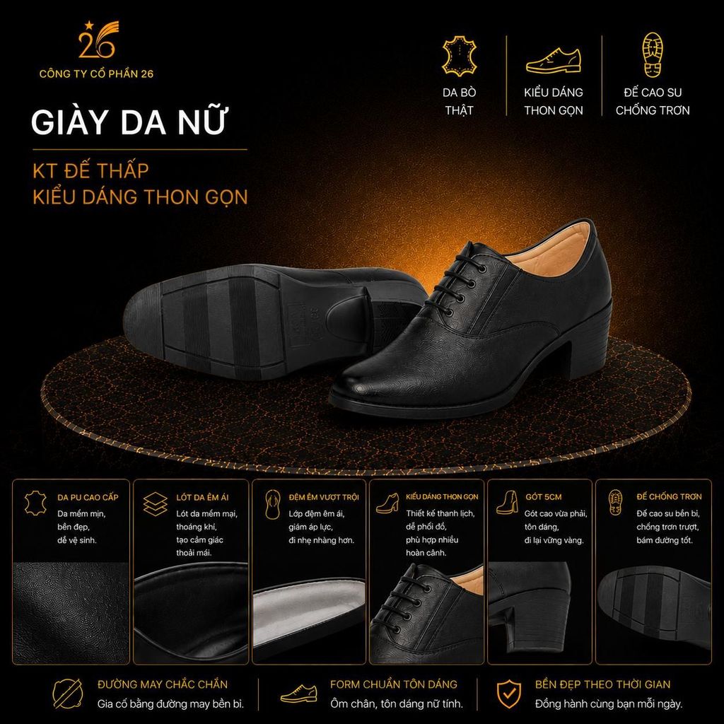 Giày da nữ kinh tế X26 HCM