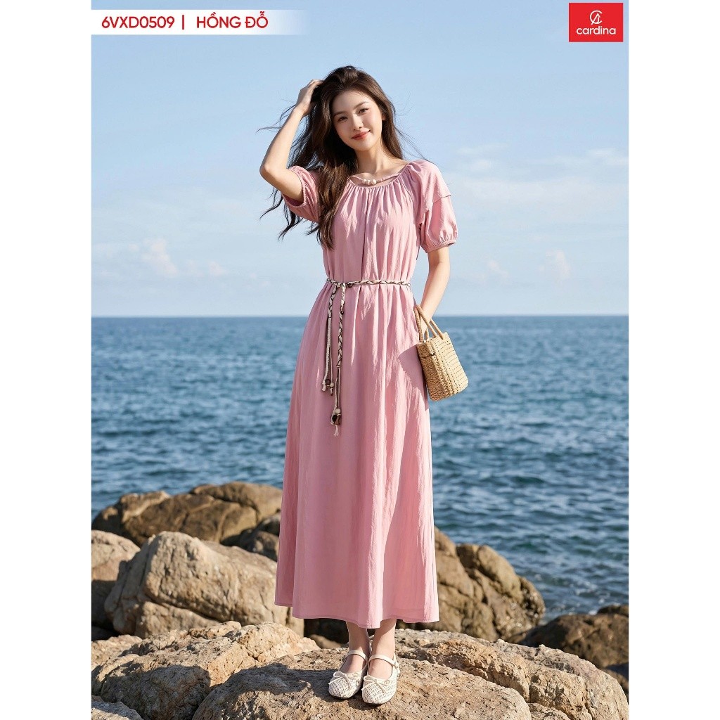 Đầm Maxi Tay Ngắn Dáng Xòe Che Khuyết Điểm Thời Trang Nữ Cardina 6VXD05