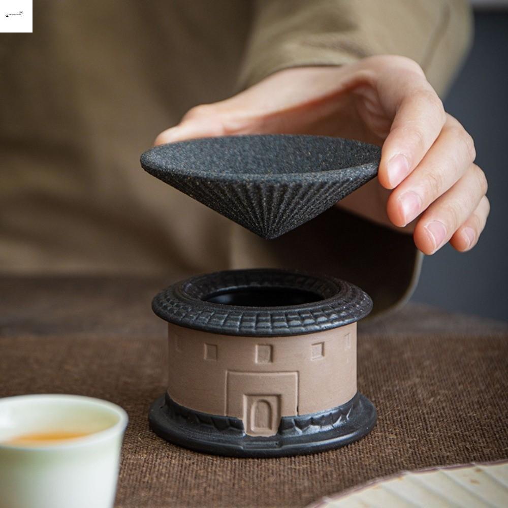 STATIONERYSTUDIO Máy lọc trà Tulou Hakka, Bộ lọc cà phê gốm sứ siêu nhỏ không xốp di động, Lễ trà tá